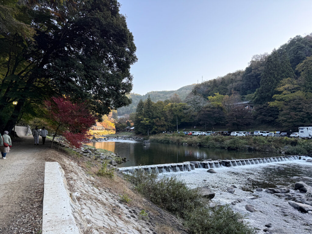 対岸には駐車場