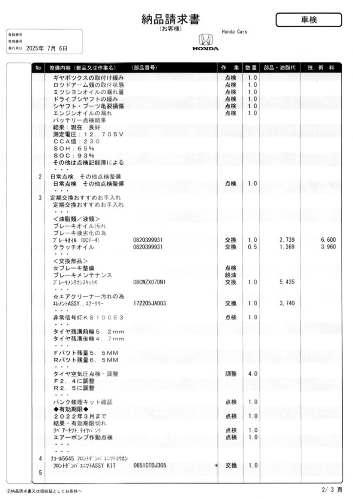 車検結果