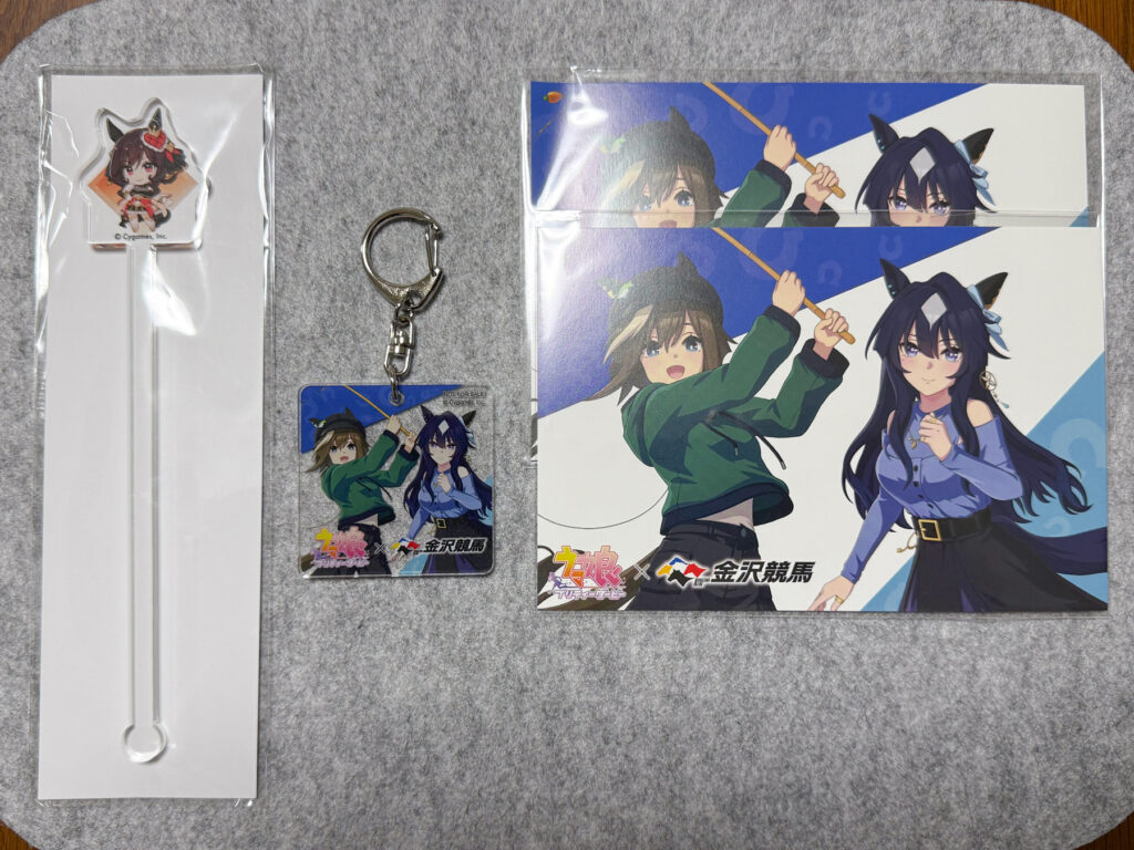 能登物産展購入者特典ポストカード、来場者記念アクリルキーホルダー、アニメイトカフェアクリルマドラー